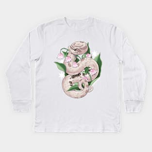 Lavender Hognose Snake with Lily of the Valley Kids Long Sleeve T-Shirt